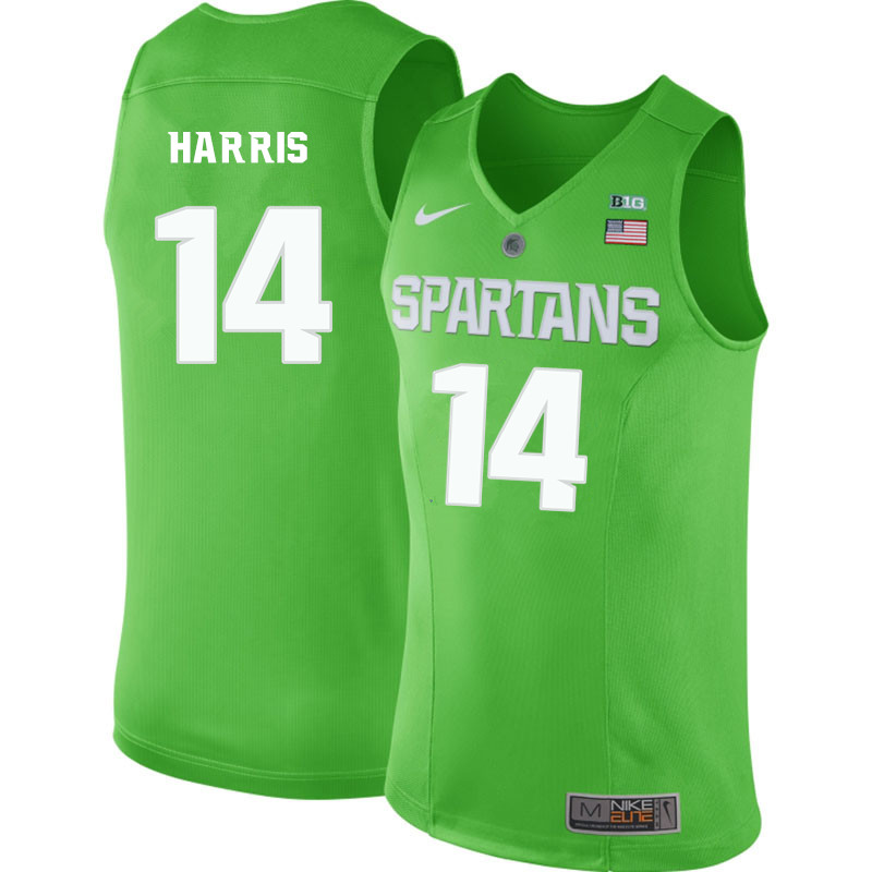 Men #14 Gary Harris Michigan State Spartans College Basketball Jerseys-Apple Green